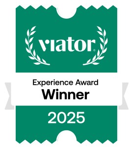 Viator Experience Award 2025 Winner badge with laurel design.