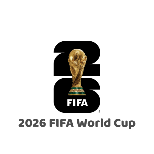 2026 FIFA World Cup logo featuring a trophy and stylized numbers.